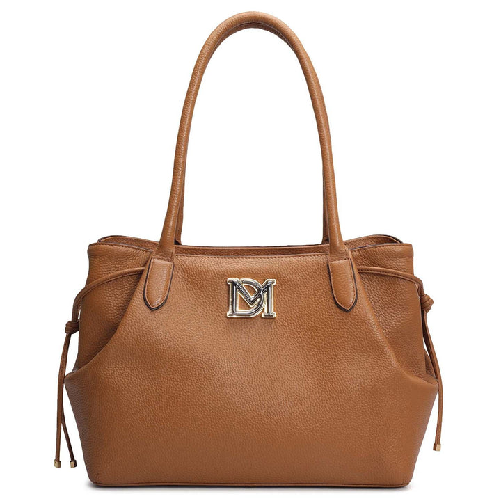 Medium Wax Leather Tote - Caramel