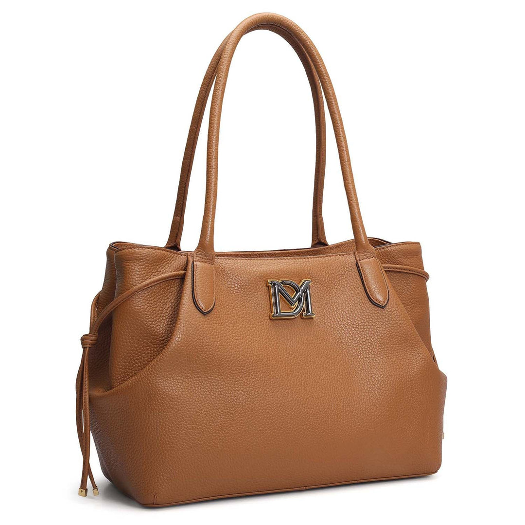 Medium Wax Leather Tote - Caramel