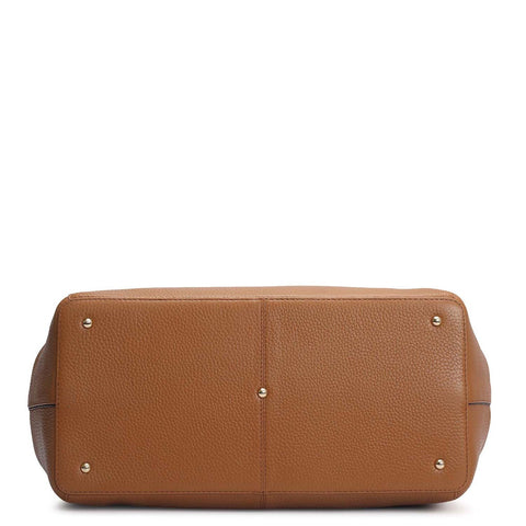 Medium Wax Leather Tote - Caramel