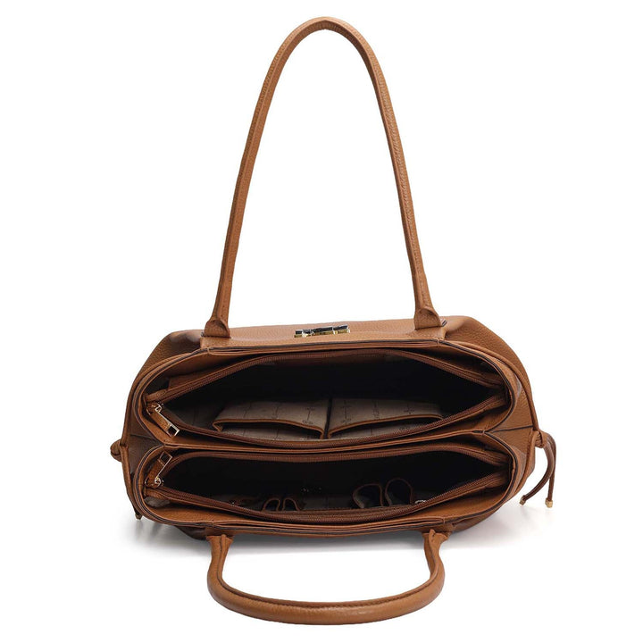 Medium Wax Leather Tote - Caramel