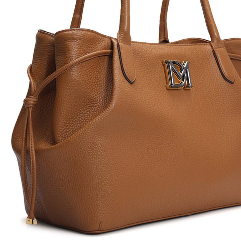 Medium Wax Leather Tote - Caramel