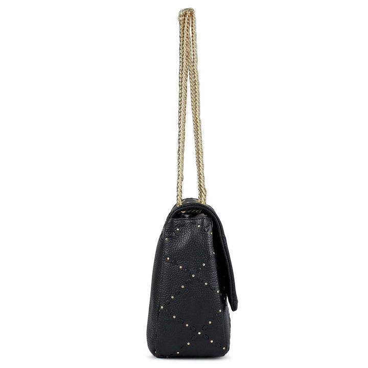 Serena Wax Leather Shoulder Bag - Black