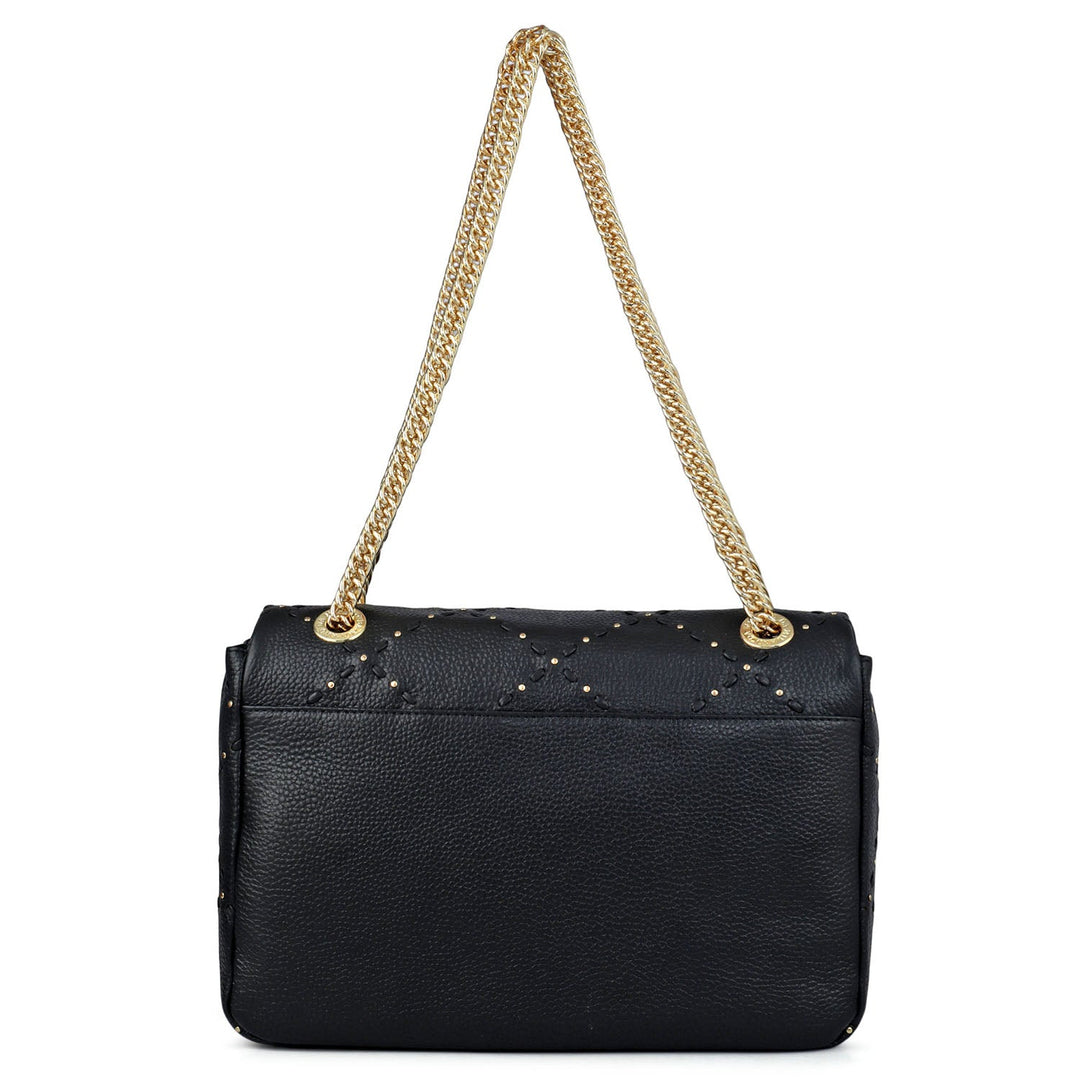 Serena Wax Leather Shoulder Bag - Black
