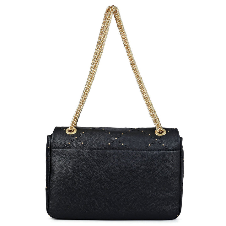 Serena Wax Leather Shoulder Bag - Black