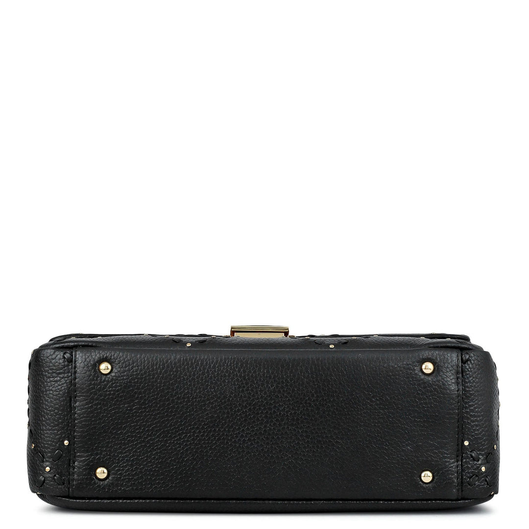 Serena Wax Leather Shoulder Bag - Black