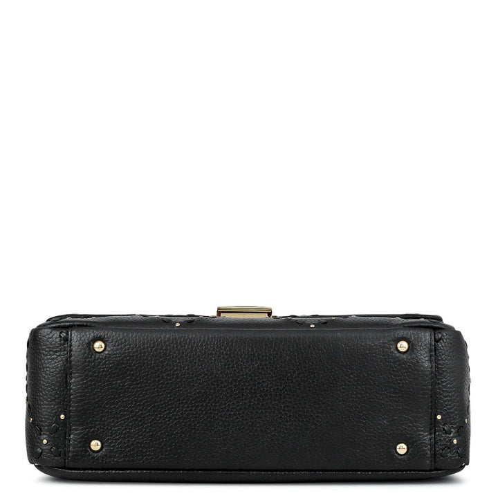 Serena Wax Leather Shoulder Bag - Black