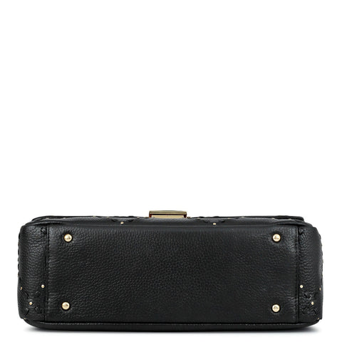 Serena Wax Leather Shoulder Bag - Black