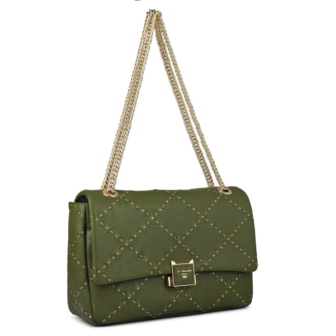 Serena Wax Leather Shoulder Bag - Fern