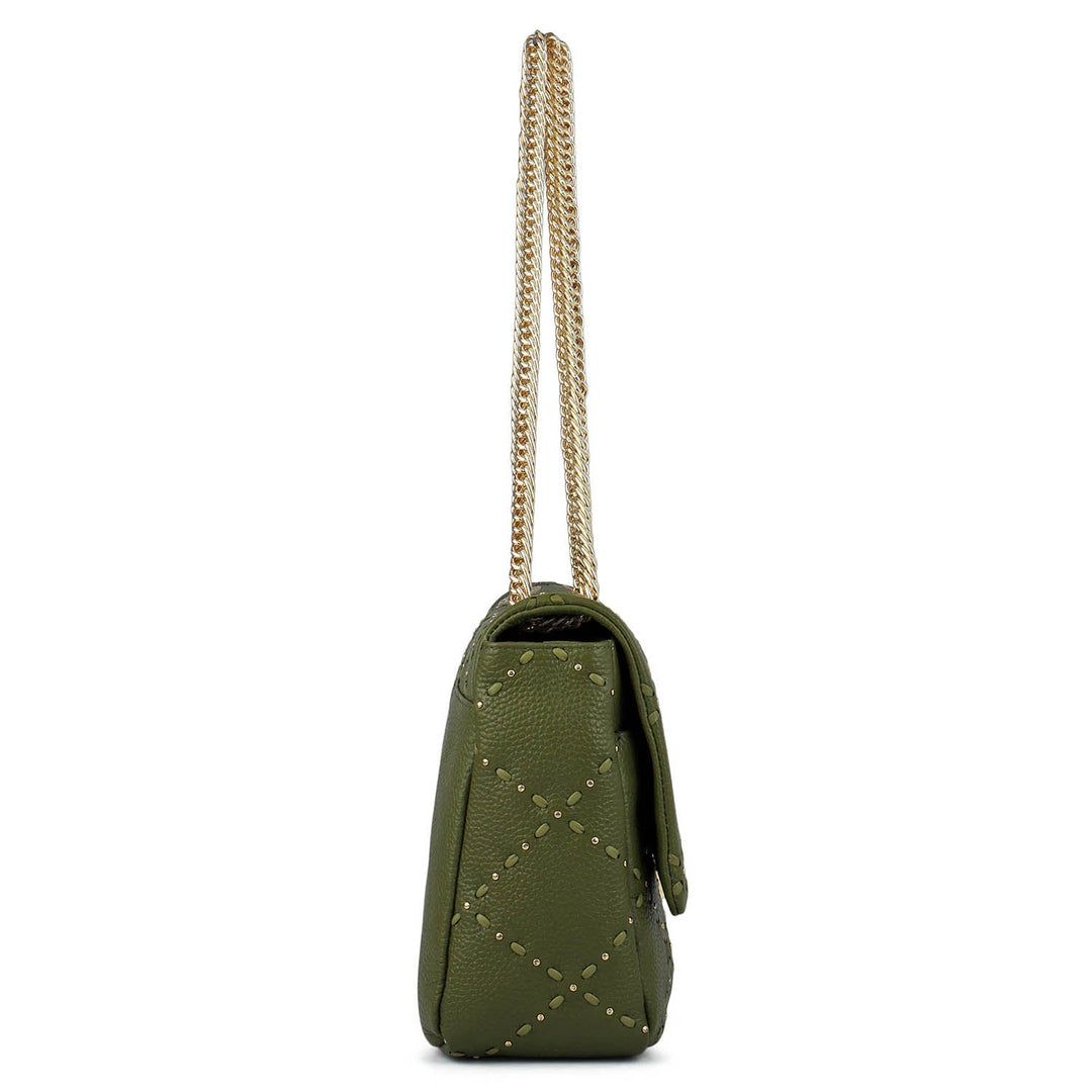 Serena Wax Leather Shoulder Bag - Fern