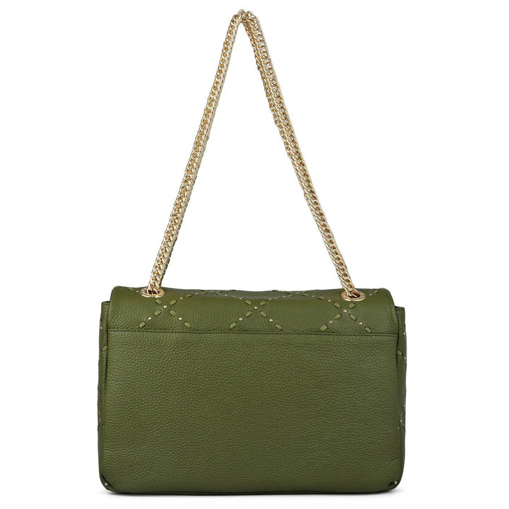 Serena Wax Leather Shoulder Bag - Fern