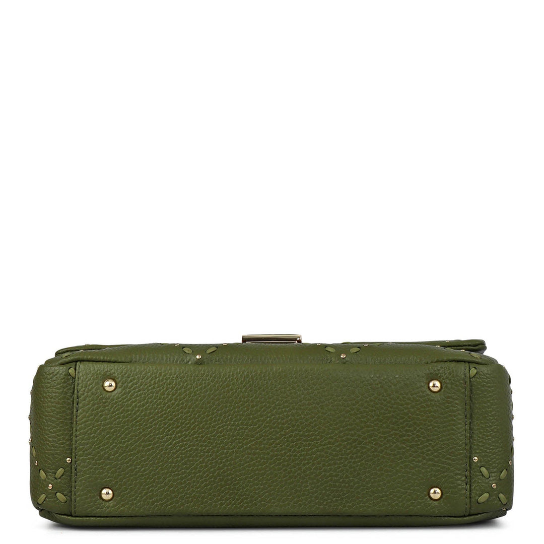 Serena Wax Leather Shoulder Bag - Fern