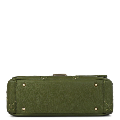 Serena Wax Leather Shoulder Bag - Fern