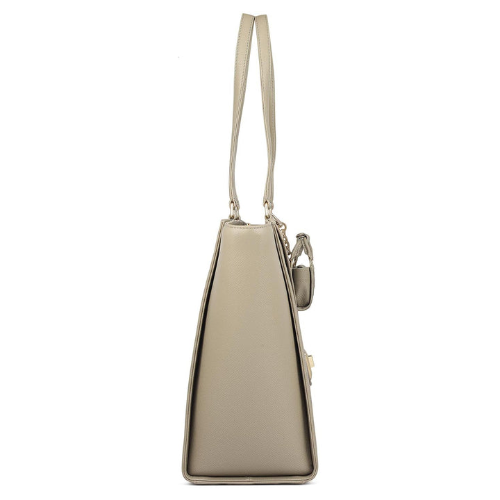 Medium Croco Franzy Leather Tote - Stone Grey