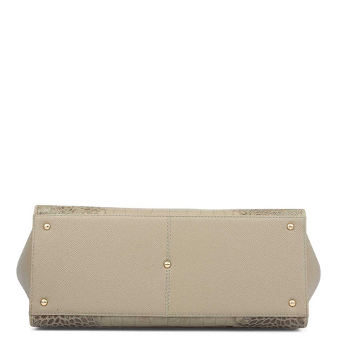 Medium Croco Franzy Leather Tote - Stone Grey