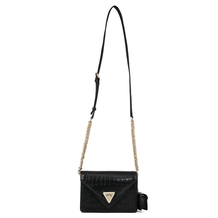Allure Croco Franzy Leather Sling - Black