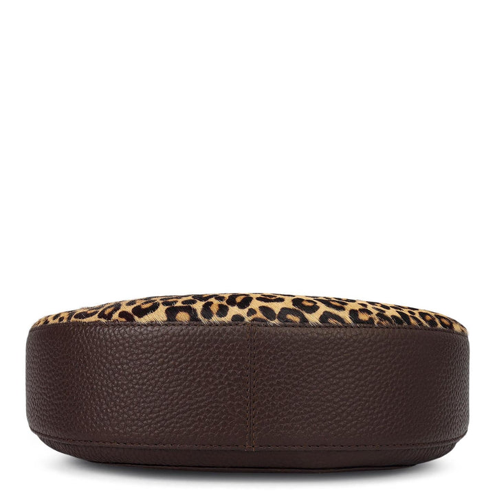Small Fur Wax Leather Baguette - Beige & Brown