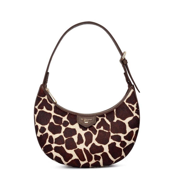 Small Fur Franzy Leather Baguette - Off White & Brown