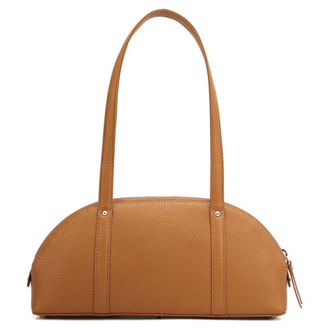 Small Fur Wax Leather Shoulder Bag - Beige & Caramel