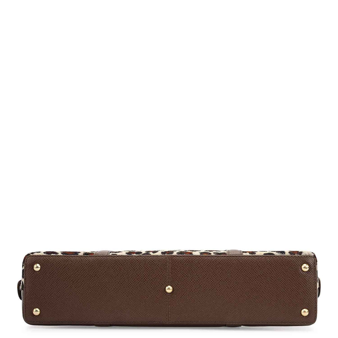 Small Fur Franzy Leather Shoulder Bag - White & Brown