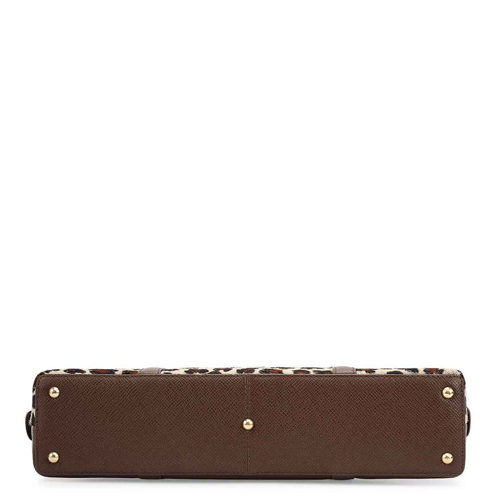 Small Fur Franzy Leather Shoulder Bag - White & Brown
