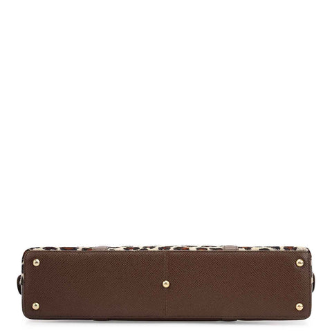 Small Fur Franzy Leather Shoulder Bag - White & Brown