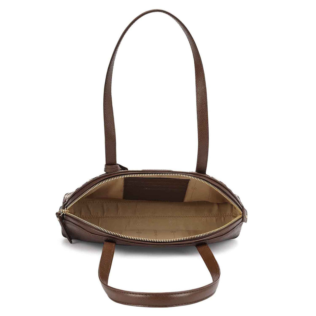 Small Fur Franzy Leather Shoulder Bag - White & Brown