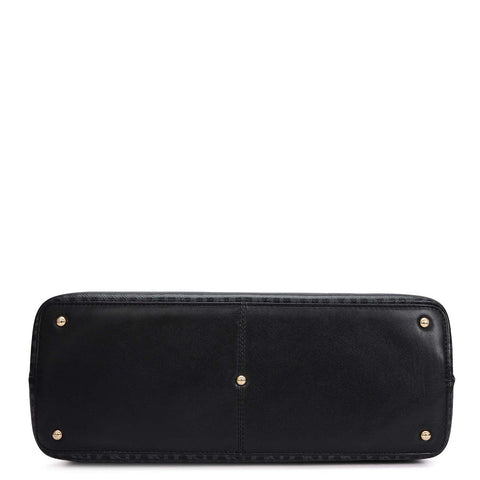 Siena Monogram Leather Shoulder Bag - Black