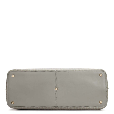Siena Monogram Leather Shoulder Bag - Stone Grey