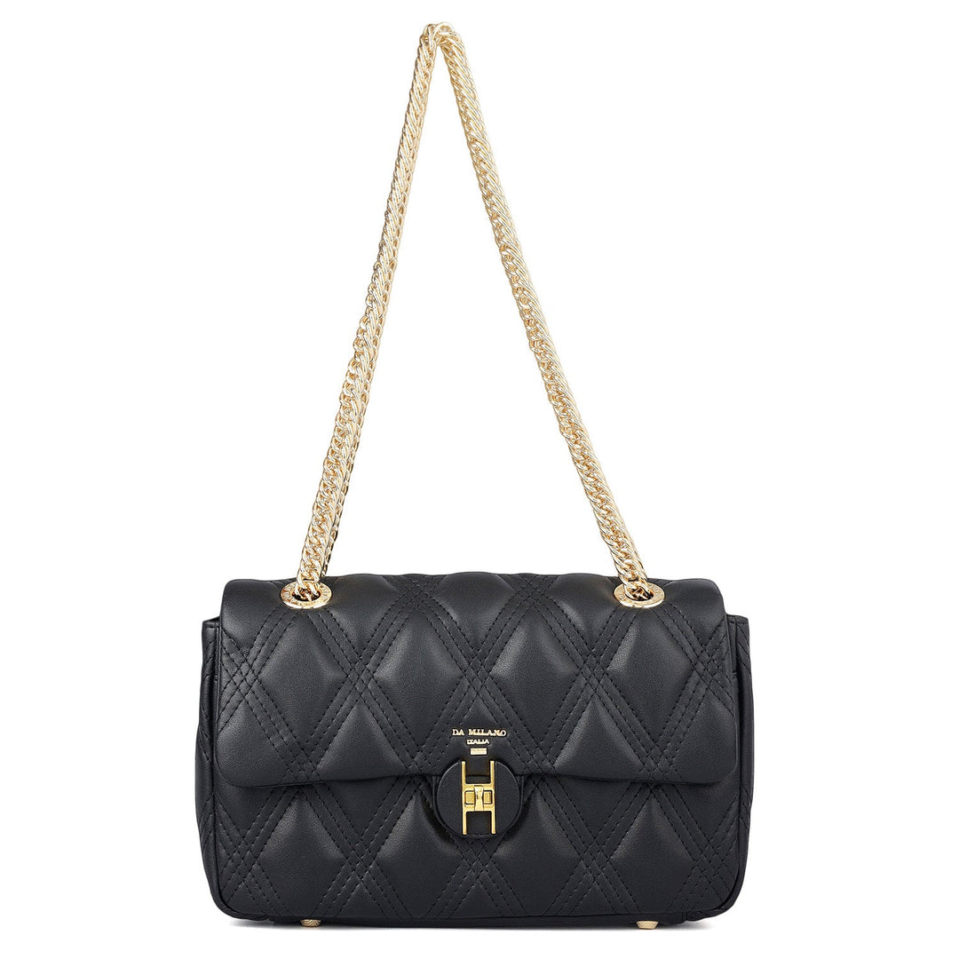 Medium Quilting Leather Shoulder Bag - Black