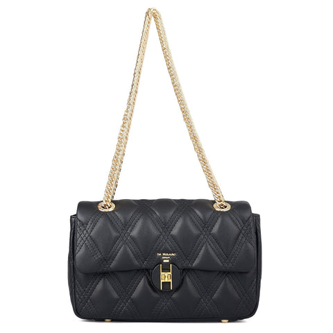 Medium Quilting Leather Shoulder Bag - Black