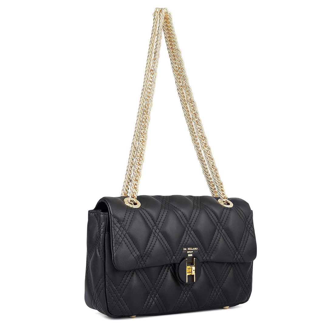 Medium Quilting Leather Shoulder Bag - Black