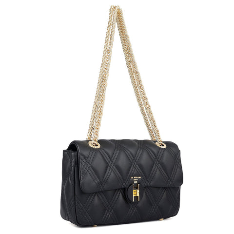 Medium Quilting Leather Shoulder Bag - Black