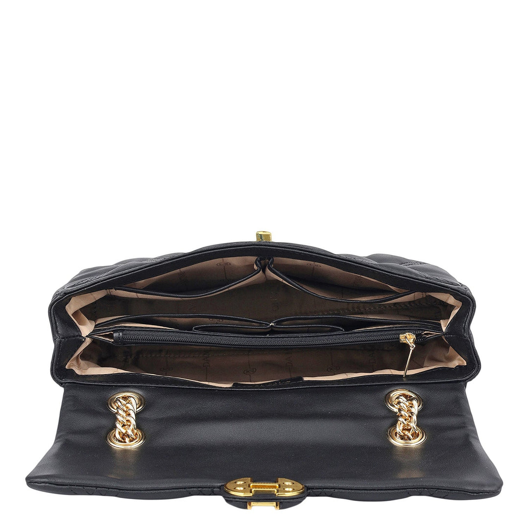 Medium Quilting Leather Shoulder Bag - Black