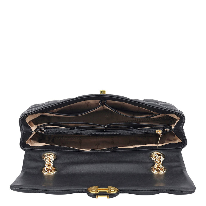 Medium Quilting Leather Shoulder Bag - Black