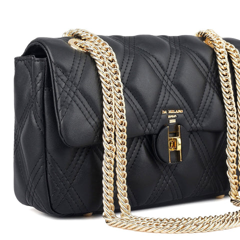 Medium Quilting Leather Shoulder Bag - Black