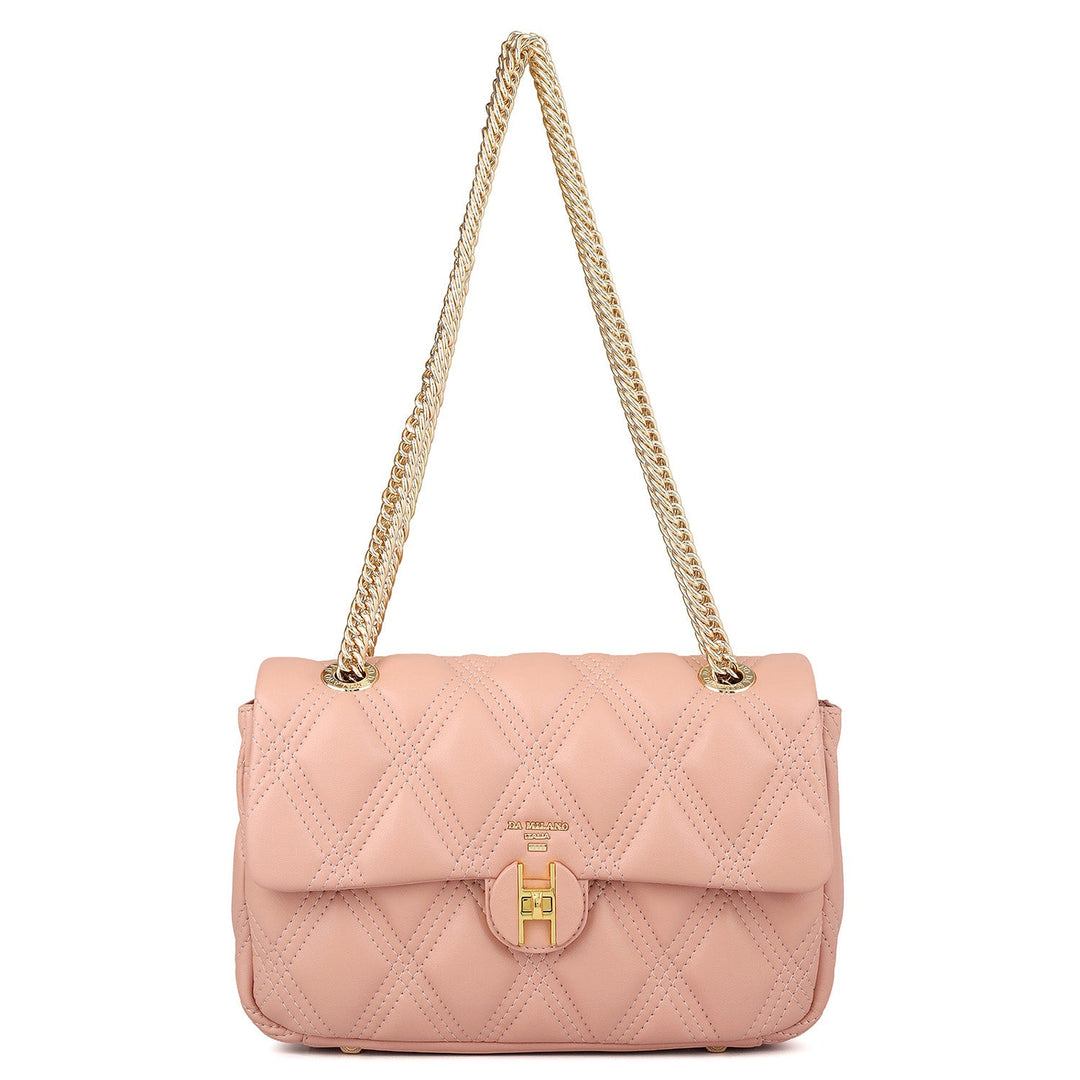 Medium Quilting Leather Shoulder Bag - Peach