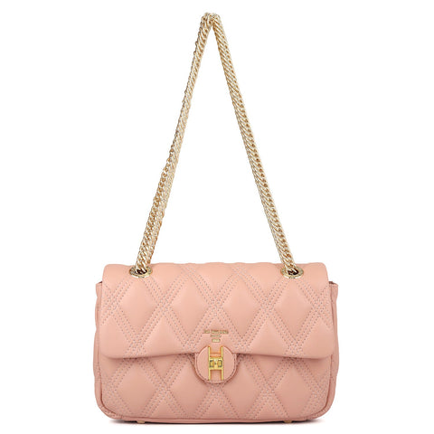 Medium Quilting Leather Shoulder Bag - Peach