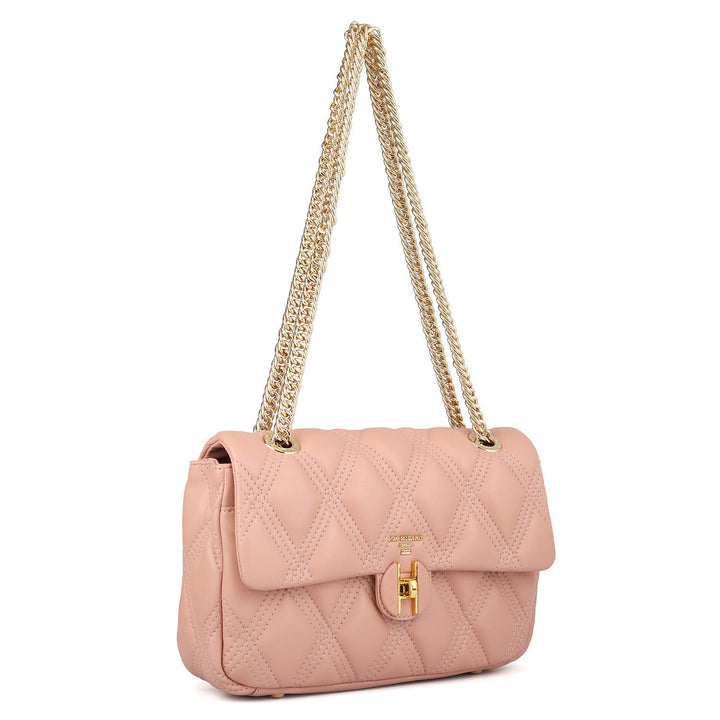 Medium Quilting Leather Shoulder Bag - Peach