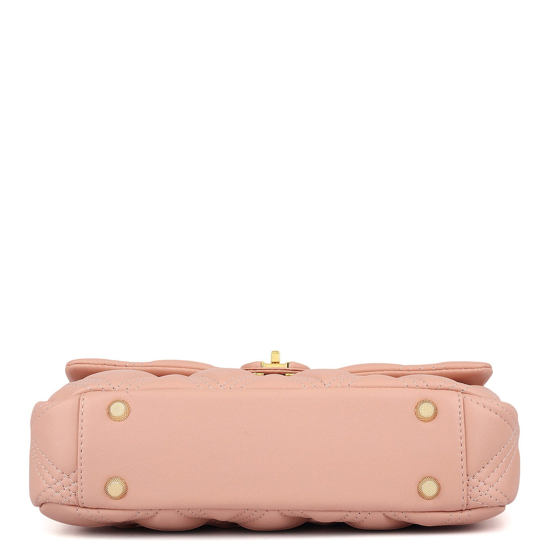 Medium Quilting Leather Shoulder Bag - Peach