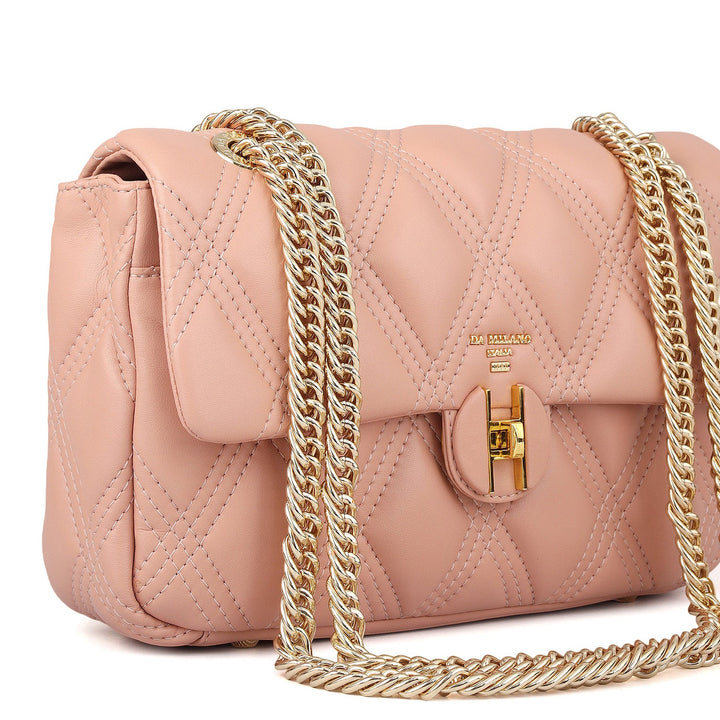 Medium Quilting Leather Shoulder Bag - Peach