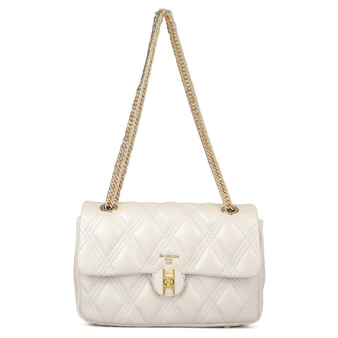 Medium Quilting Leather Shoulder Bag - Snow