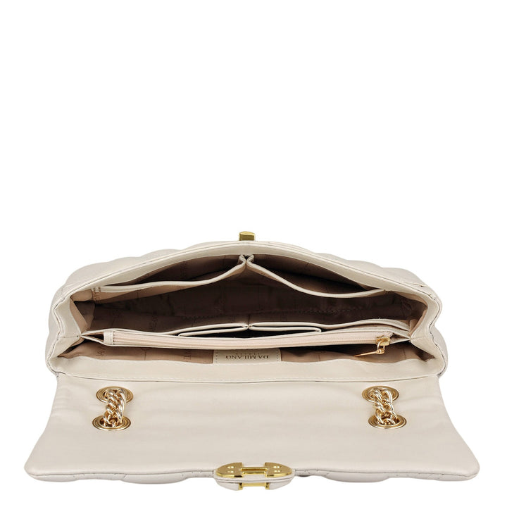 Medium Quilting Leather Shoulder Bag - Snow