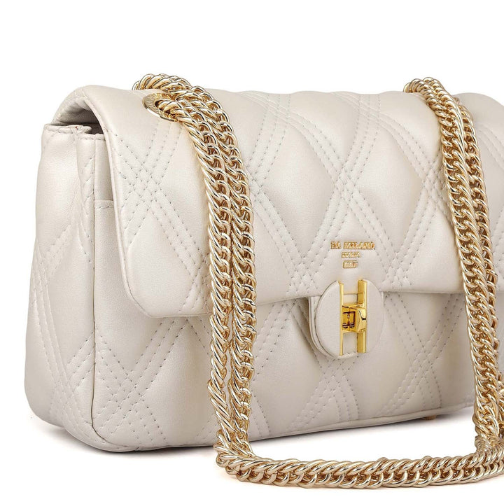 Medium Quilting Leather Shoulder Bag - Snow