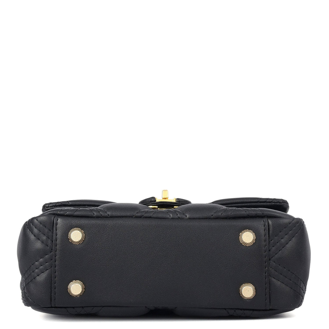 Small Quilting Leather Shoulder Bag - Black