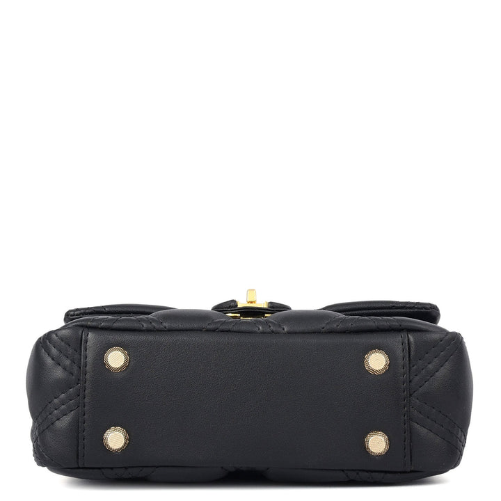 Small Quilting Leather Shoulder Bag - Black