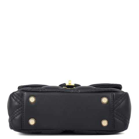 Small Quilting Leather Shoulder Bag - Black