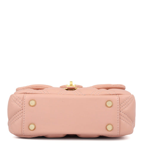 Small Quilting Leather Shoulder Bag - Peach