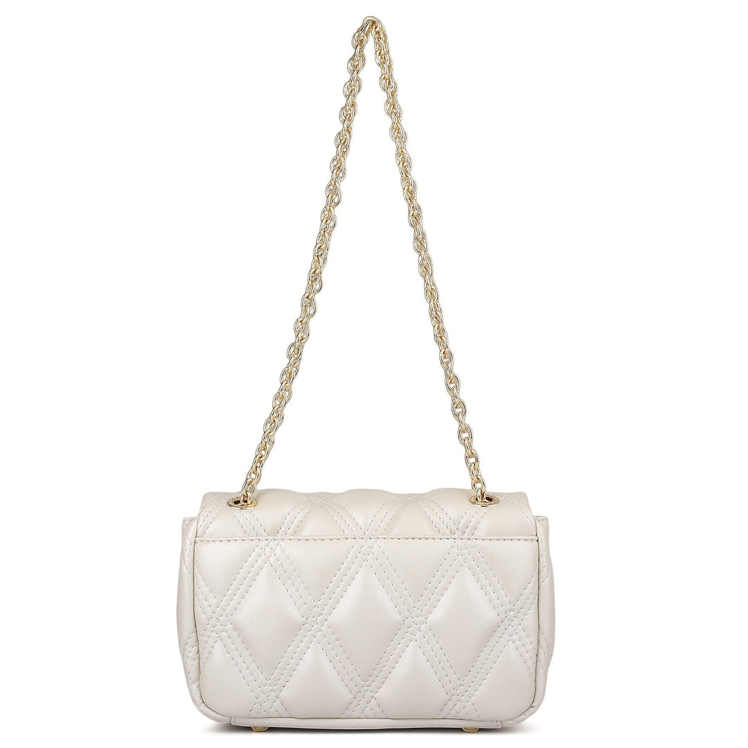 Small Quilting Leather Shoulder Bag - Snow