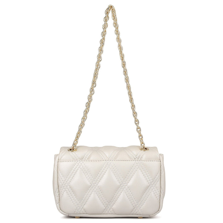 Small Quilting Leather Shoulder Bag - Snow