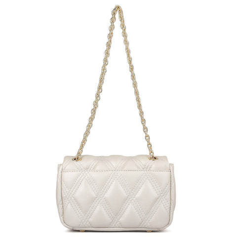 Small Quilting Leather Shoulder Bag - Snow